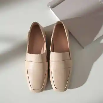 Krazing puodą natūralios odos kietas paprastas stilius mokasīni, batai paslysti ant kvadratinės pėdos mažos aukštakulnius moterys mados jaukus klasikinis siurbliai L06