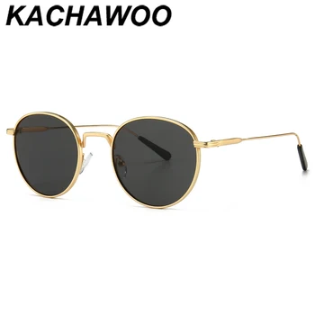 Kachawoo vyrų apvalūs akiniai nuo saulės šviesą metalo aukso juodos rudos spalvos klasikinis saulės akinių mados moteris aksesuarai dovanos lašas laivas