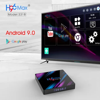 Naujas H96 MAX Android 9.0 TV Box 4GB RAM, 32GB 64GB ROM Set Top Box RK3318 4K 2.4 G/5G WiFi, 