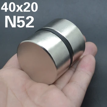 2vnt Neodimio Magnetas N52 40x20 mm, Super Stiprus Apvalus Retųjų žemių Galingas NdFeB Galio metalo magnetinių garsiakalbis N35 40*20 mm Diskas