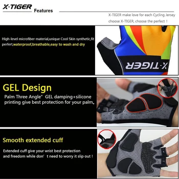 X-Tigras 3D GELIO Padas Sporto Pirštinės Pusė Piršto MTB Dviratį Dviračių Pirštinės Pirštinės Luvas Bicicleta Para Ciclismo Kalnų Dviračių Pirštinės