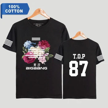 Bigbang T-shirt Gėlių Kelių Spausdinti Marškinėlius Vyrų, Moterų Marškinėliai Mados Harajuku trumpomis Rankovėmis Vasarą Patogus, Kvėpuojantis T-shirts