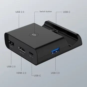 Nešiojamų HDMI TV Docking Station Įkrovimo Dokas Apmokestinimo Bazės Tipas-C Įkroviklis Nintendo Jungiklis / Lite
