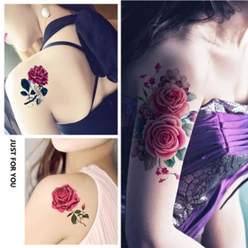 50Pcs 3D Grožio Gėlių Vandeniui Laikinos Tatuiruotės Moterys Mergina Kūno Menas Rankovės 