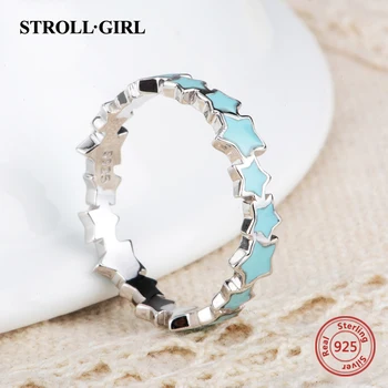 Strollgirl 925 Sterling Silver Star Piršto Žiedai, Spindinčią Tamsoje Vienas Žiedas Moterų Mados Juvelyrika Dovana Nemokamas Pristatymas