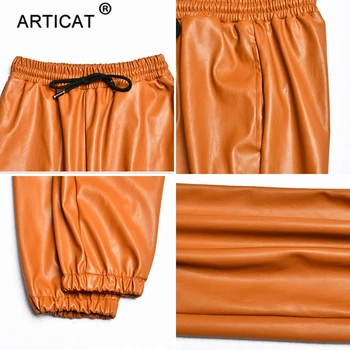Articat 2020 Naujas PU Oda, Moterų Haremas Kelnės Atsitiktinis Aukšto Juosmens Elastinga Dirbtiniais Odos Kelnės Moterims Rudenį Kelnes Streetwear