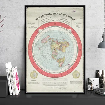 Plakatas Ir Spausdina 1892 Plokščią Žemę, Žemėlapį Kino Pasaulio Žemėlapyje Šiuolaikinės Tapybos Meno Sienos Nuotraukas, Skirtą Kambarį Namuose Rinkimo Dekoras