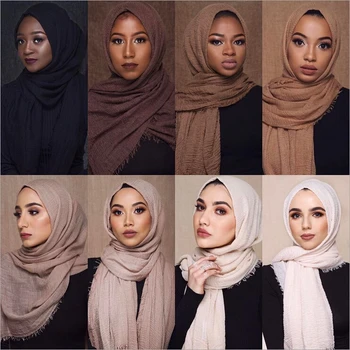 Moteris musulmonų vingiuoti hijab šalikas femme musulman minkštos plonos medvilnės skarelė islamo hijab 10pc/daug didmeninės