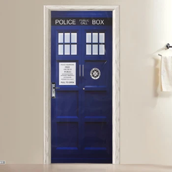 Mėlyna Sienos Lipdukas Gydytojas, Kuris TARDIS Durų Grafinis Unikalus Fathead-Lipdukas Stilius