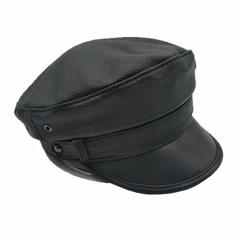 Vyras natūralios odos karinės skrybėlę bžūp 2020 m. naujas stiliaus berniukas nekilnojamojo odos su aparatūros studentų mokyklos kepurės skrybėlės B39