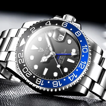 2020 Naujas LIGE Safyras Laikrodžiai Vyrams Prabangos Prekės Keramikos Bezel GMT Automatinis laikrodis atsparus Vandeniui 100M Sporto Mechaninė Vyrai Žiūrėti