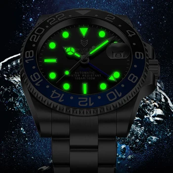 2020 Naujas LIGE Safyras Laikrodžiai Vyrams Prabangos Prekės Keramikos Bezel GMT Automatinis laikrodis atsparus Vandeniui 100M Sporto Mechaninė Vyrai Žiūrėti
