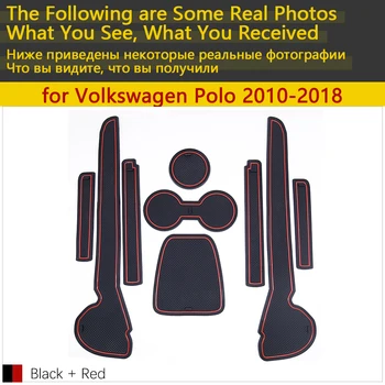 Anti-Slip Gumos Puodelio, Pagalvėlės, Durų Groove Kilimėlis VW POLO MK5 6R 6C 2010~2018 m. 2011 m. 2012-m. 2016 m. 2017 Reikmenys, Automobilių Lipdukai