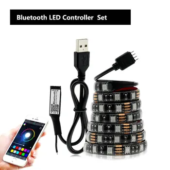 USB 5V 5050 LED Juosta RGB Šviesos Diodų Bpcb 50CM-5M Vandeniui Su LED Valdiklis 