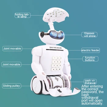 Vaikų Žaislas Alcancia Kūrybos Elektroninių Taupymo Žaislas Saugiai Robotas Muzikos Sutaupyti Pinigų Taupyklė Stalo Lempos