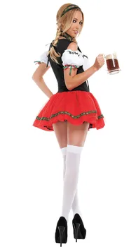 Suaugusiųjų Moterų vokiečių Tradicinio Oktoberfest Festivalyje Raudona Alaus Mergina Kostiumas Wench Išgalvotas Suknelė, Dydis S-XXL Helovinas Kostiumai