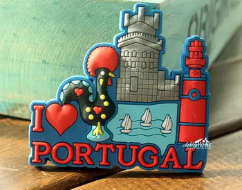 Portugalija Belem Bokštas Turizmo Kelionių Suvenyrų Barcelos Gaidys Juokinga 3D Gumos Šaldytuvo Magnetu Dovanų Idėjos