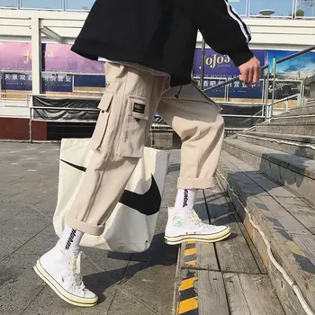 Krovinių Kelnės Vyrams Japonijos Streetwear Kelnės Vyrams Hip-hop Poilsiu Juoda Prarasti Harajuku Prakaito kelnės Kelnės