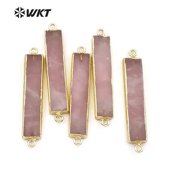 WT-P1408 WKT Didmeninė 10vnt /daug natūralaus akmens jungtis su dvigubais kabliais, rožinės spalvos ilga juosta mielas jungtis moterų papuošalai