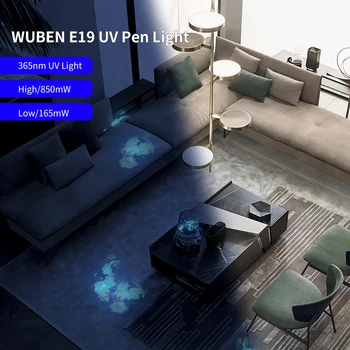 WUBEN E19UV LED UV Žibintuvėlis Žibintų Ultravioletinių spindulių Žibintuvėlis 365nm AAA baterijos, Šviesos, Pinigų nustatymo