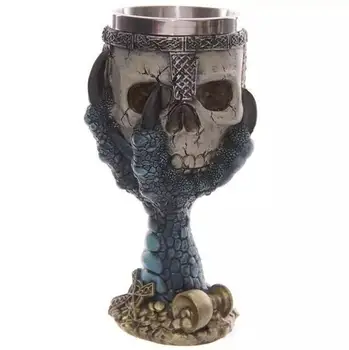 Nerūdijančio Plieno Goblet 3D Kaukolės Skeletas Letena Vyno Taure Stiklo Alaus Steins Helovinas Šalis Geriamojo Stiklo Viskio Taurė