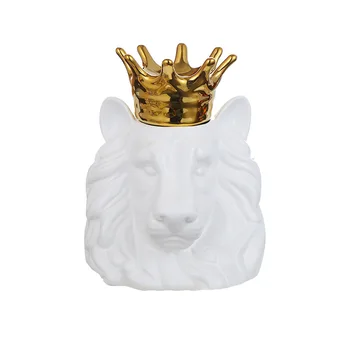 Golden Crown Imperial Liūtas, Lokys, Lapė Keramikos Ornamentais Papuošalai Stovo Bako Filtras Rinkti Jar Porceliano Namų Puošybai