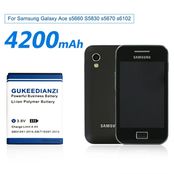 GUKEEDIANZI Telefono Bateriją, Skirtą Samsung Galaxy Ace S5830 S6802 B7510 I569 I579 I619 S5660 S5670 S5830I S5838 4200mAh EB494358VU