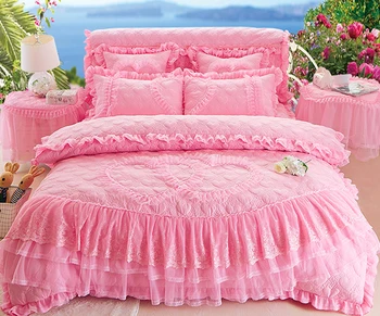 Korėjos lovatiesės Princesė lova sijonas 1,8 m keturių gabalėlis nėrinių lovatiesės multi-gabalas rinkinių, vestuvių patalynė D-80