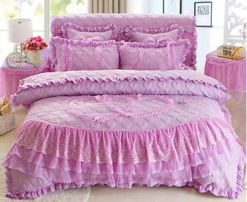 Korėjos lovatiesės Princesė lova sijonas 1,8 m keturių gabalėlis nėrinių lovatiesės multi-gabalas rinkinių, vestuvių patalynė D-80