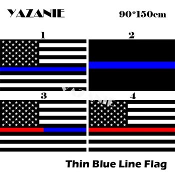 YAZANIE 90x150cm 3x5ft Classic JAV Plona Mėlyna Linija Policijos Šaligatvio Amerikos Baltos Ir Mėlynos Juostelės Spausdinti Nacionalinės Fags ir Baneriai