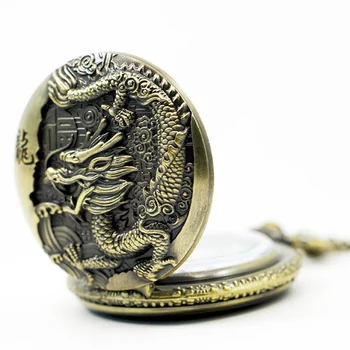 Didelis bronzos iškilumo Kinų stiliaus nostalgišką retro didelis drakonas kišenėje žiūrėti
