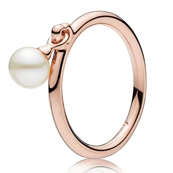 Originalus Medis Meilės Žiedas Crystal Šiuolaikinio Pearl Žiedai Parašas Užraktas Žiedai 925 Sterlingas Sidabro Žiedas Pandora Papuošalai