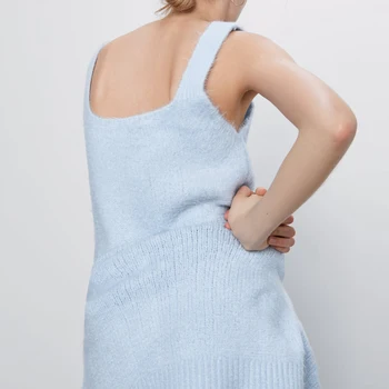 Mados Moterų Siuvinėjimo cardigan megztinis 2020 m. Rudenį Mėlyna Atsitiktinis Megzti striukė Moteriška apkarpyti viršūnes marškinėliai Pavasario Seksualus YNZZU YT898