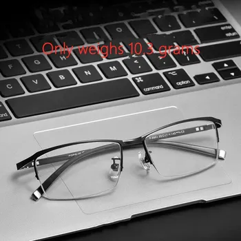 Naujas titano lydinio akinių rėmeliai vyrų ultralight mados pusė-rėmo akiniai rėmeliai optinis recepto akinius 9901P