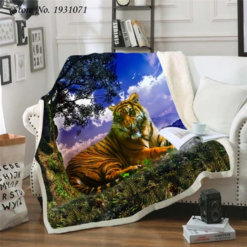 Tigras, liūtas, leopardas 3D Atspausdintas Vilnos Antklodė, Lovos Storio Antklodė Mados Lovatiesė Sherpa Mesti Antklodę, Suaugusiems, Vaikams 09