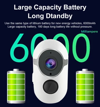 Solor-maitinimo Laidas Apsaugos Kamera, Įkraunama Baterija, Belaidė IP Kamera 1080P Wi-fi IP Kamera PIR Infraraudonųjų spindulių Aptikimo Naktinio Matymo