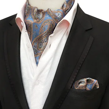 Vintage Stiliaus Šilko Necktie +patogus Rinkinys Ascot Kaklaraištis Vyro Kaklaraištis Paisley Gėlių Žakardiniai Audiniai Cravat Satino Nosinė, Apykaklės