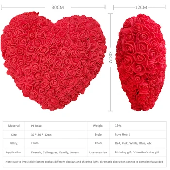 30x30cm Raudona Rožė Lokys Saldus Širdies Rose Dirbtinių Gėlių, Rožių Širdies Apdailos Valentino Gimtadienio Dovana Rosa oso flor Valentino