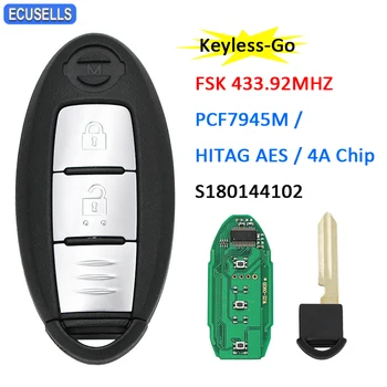 Keyless-go Nuotolinio Klavišą FSK 433.92 Mhz PCF7945M / HITAG AES / 4A Chip Už 