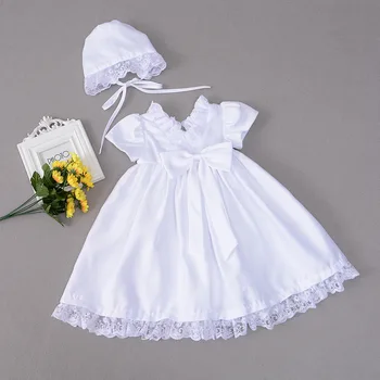 2021 m. Vasarą, Baltos Kūdikių Mergaičių Suknelė Su Skrybėle mergytę 1 Metų Gimtadienio Vestido Krikšto Drabužiai, Krikštynų Ilga Suknelė RBF184032