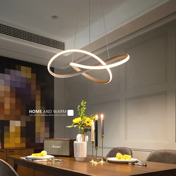 Po Šiuolaikinės Nereguliarus LED Šviestuvo Šviesos Aliuminio Akrilo Lubų Kabo Lempa Valgomasis Pakabukas Restoranas Pakabos Šviesos