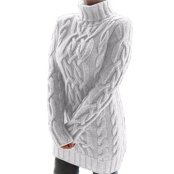 Pilka Negabaritinių Golfo Megztinis Suknelė Moterims Šiltas Rudens ir Žiemos Drabužių Mezgimas 5XL Plius Dydžio Megztinis Megztiniai Mujer