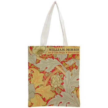 Custom William Morris Nešti Maišą Daugkartinio Naudojimo Kelioninį Krepšį Moterų Pečių Sulankstomas Medvilnės Drobės Pirkinių Krepšiai