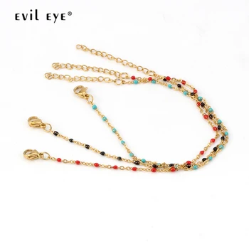 Evil Eye 1pcs Žavesio Apyrankės Karoliukai Moterų Aukso Spalvos Nerūdijančio Plieno Grandinės 2019 bižuterijos Moterų EY6237