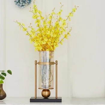 Dekoracija Namuose Žvakių Laikiklis Aukso Stiklo Vazos Dirbtinės Gėlės, Augalai Pjedestalo Gėlių Stovas Stalo Centerpieces