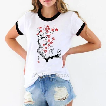 Juokinga Totoro T Marškinėliai Moterims Vasaros Top Grafinis TeesTee Marškinėliai Femme Spirited Away marškinėliai Japonų Anime Studio Ghibli Marškinėlius