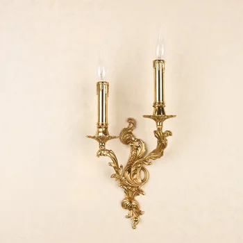 Prancūzų stiliaus 2 vadovai (3 galvutės, vario žvakė, lempa, hotel club villa palace retro vidaus apšvietimas miegamojo lovos sieniniai šviestuvai