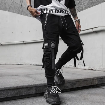2020 Naujas hip-hop streetwear krovinių juostelės kelnes vyrų fitneso drabužių mens tousers bendras atsitiktinis kelnės lašas laivybos LBZ65