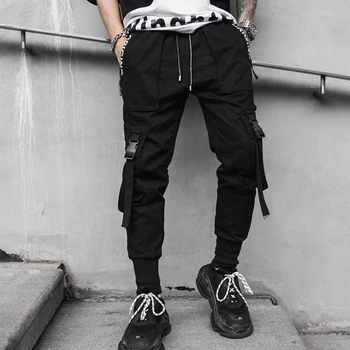 2020 Naujas hip-hop streetwear krovinių juostelės kelnes vyrų fitneso drabužių mens tousers bendras atsitiktinis kelnės lašas laivybos LBZ65