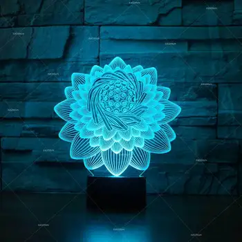 Lotus Spalvinga 3d Naktį Šviesos Mygtuką Įkrauta Led Stalo Lempa, Šviesos Namuose, Miegamasis 3D Stalo Lempa, Miegamojo